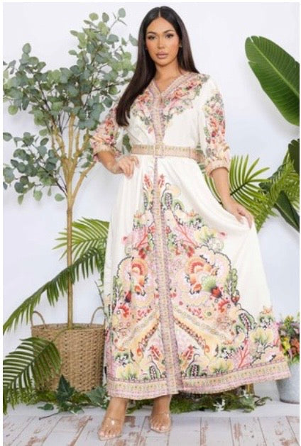 Floral print belted Maxi Dress
