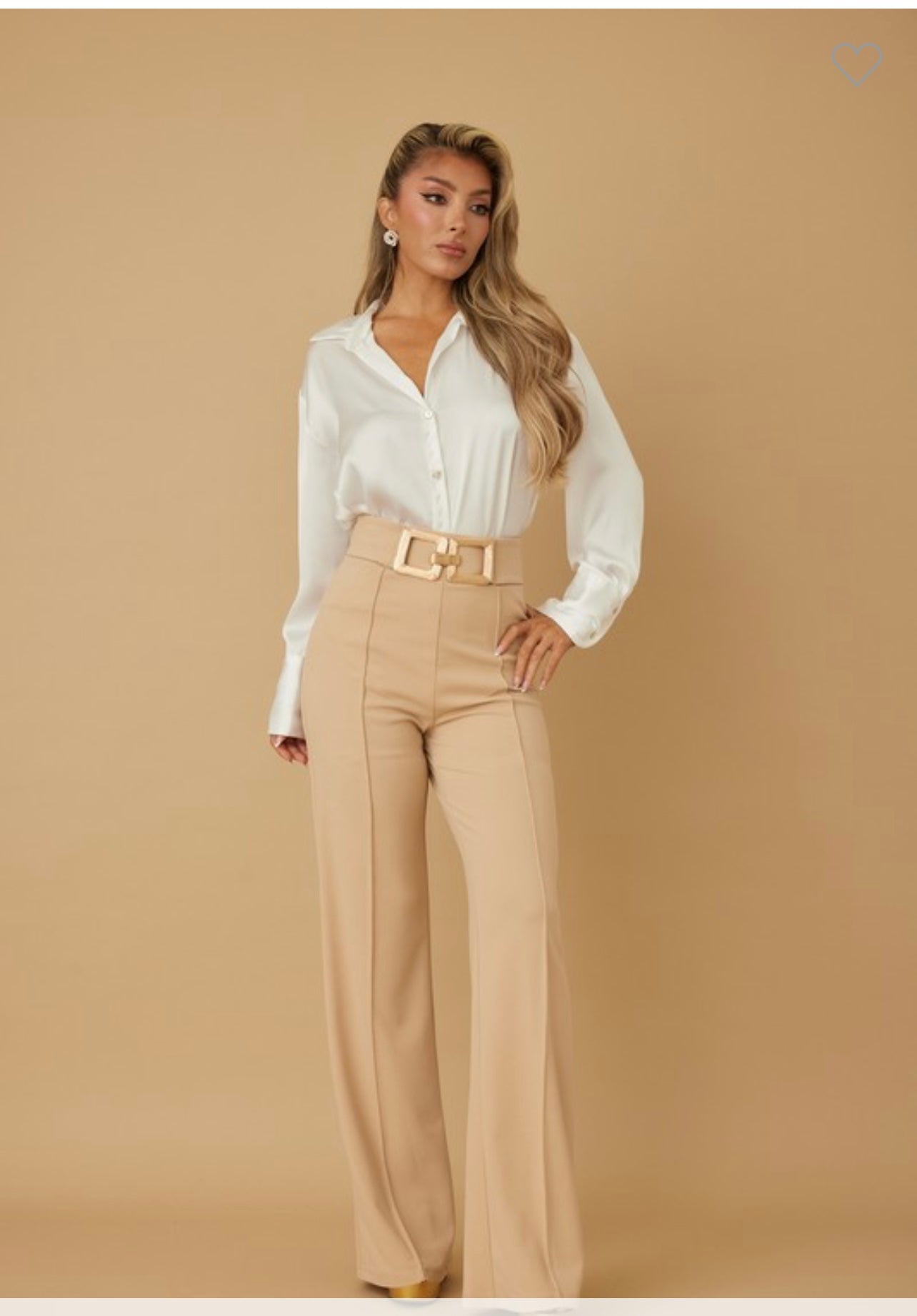 High waist pants with Gold Hardware detail
