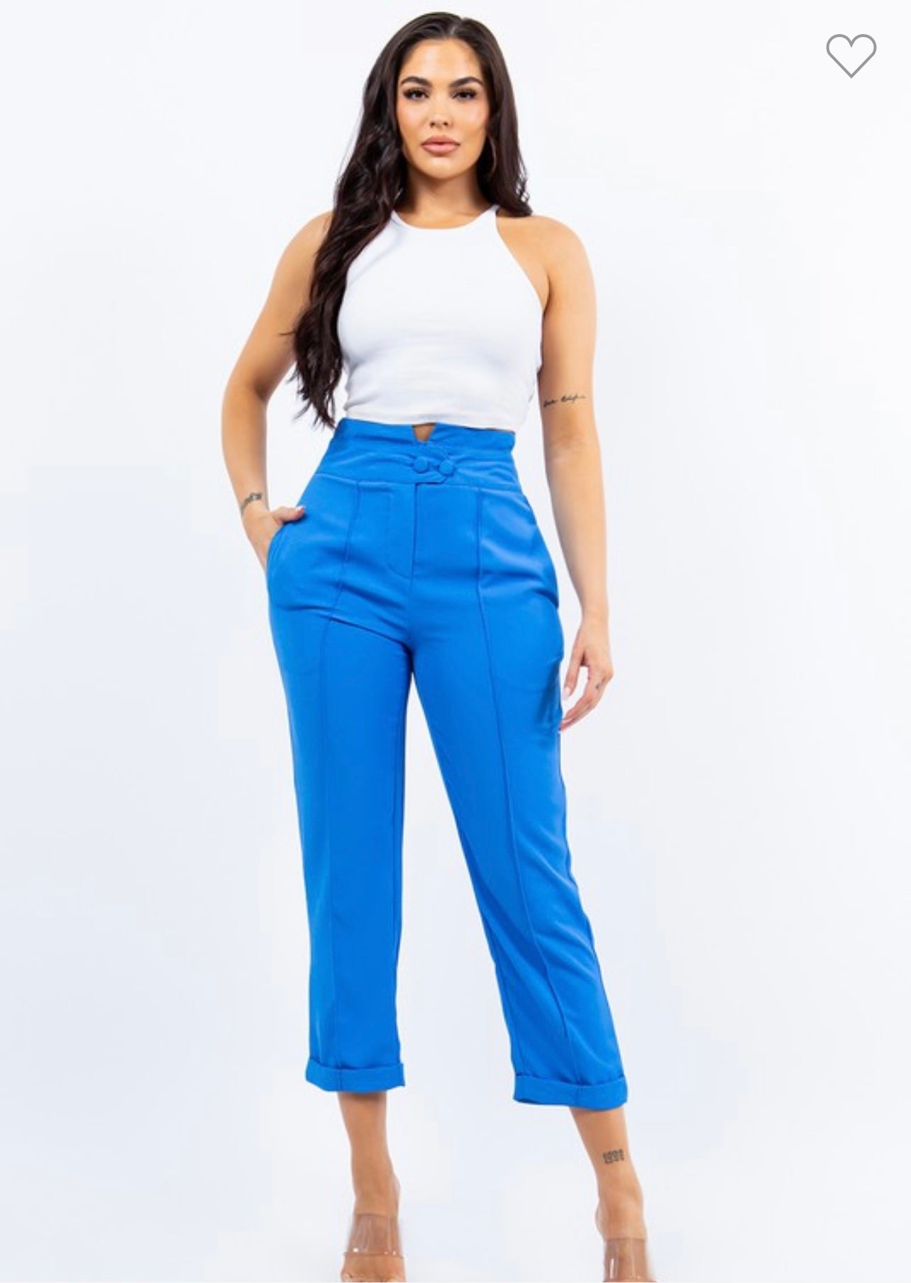 Casual Solid High Waist Capri Pants