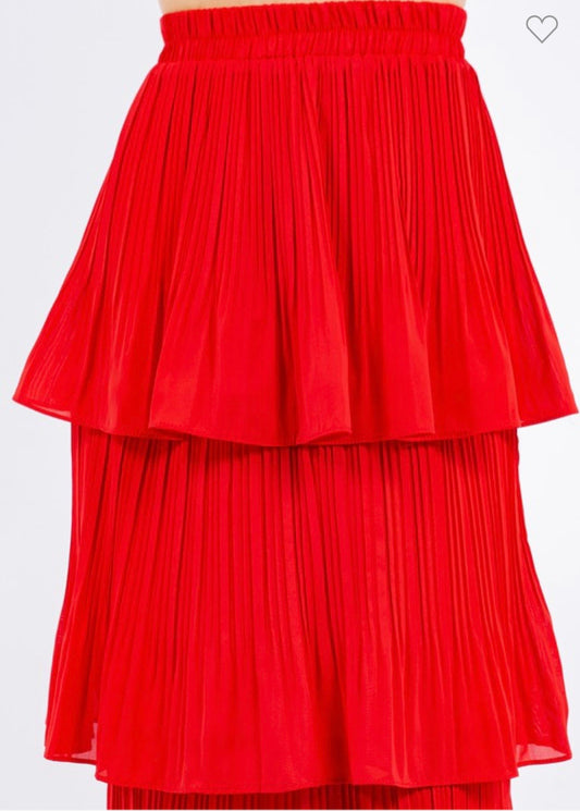 Multi Tiered Chiffon red skirt