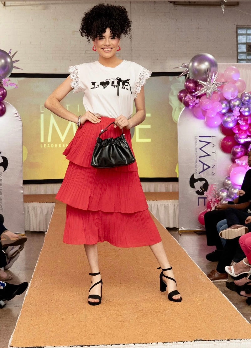 Multi Tiered Chiffon red skirt