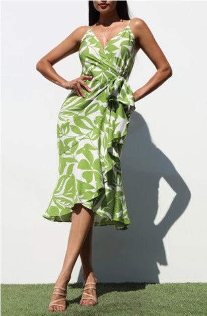 Ruffled Woven Midi Dress